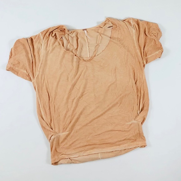 Free People Tops - 💜Free People Orange Blouse Short Sleeve